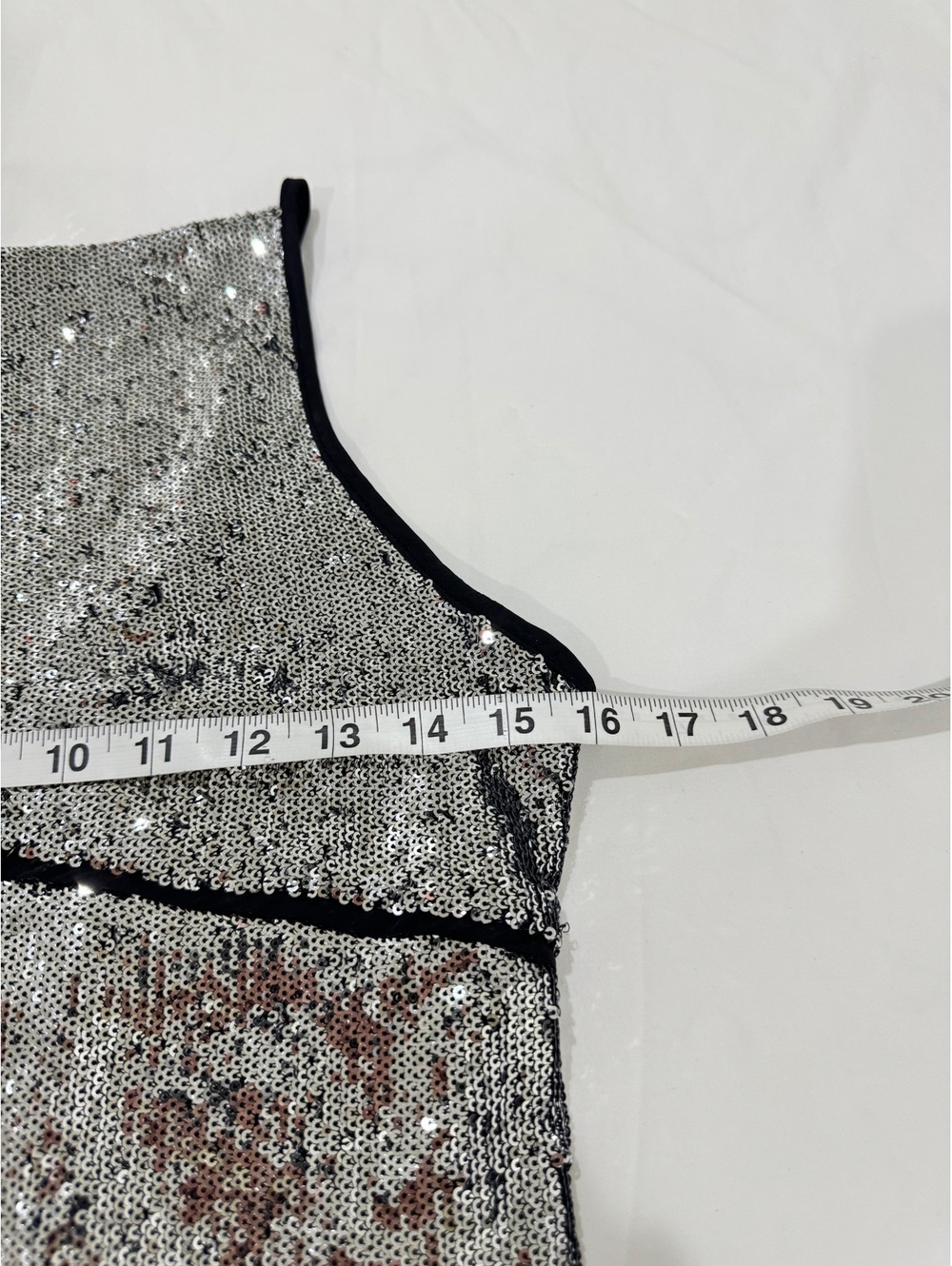 Free People Sequin High Neck Strappy Back Tank Top Silver Black Medium - Picture 7 of 9